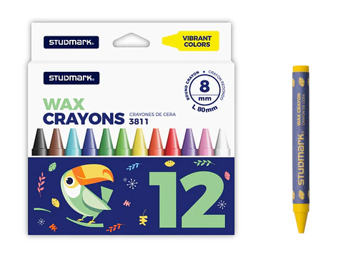 Crayones de Cera Studmark 12 Colores ST-03811