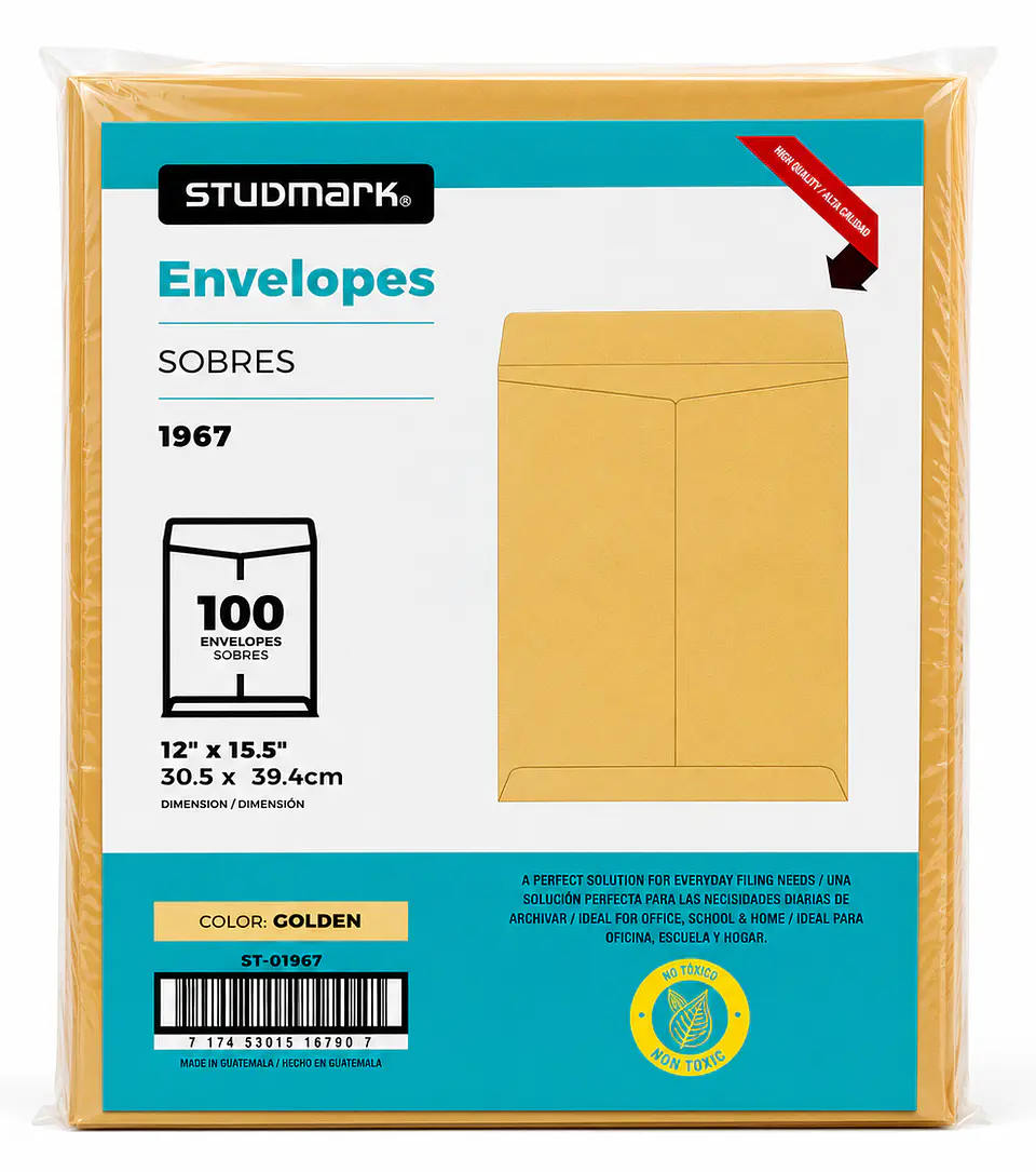 Sobres Manila Studmark 12x15.5 Paq. 100 Und. 1