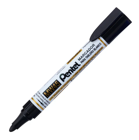 Marcador Pentel para Tablero Blanco Recargable MW45-A Negro Punta Redonda
