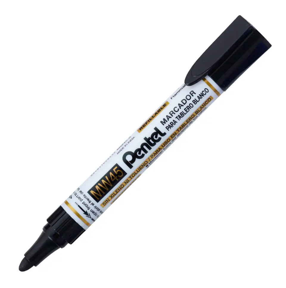 Marcador Pentel para Tablero Blanco Recargable MW45-A Negro Punta Redonda 1