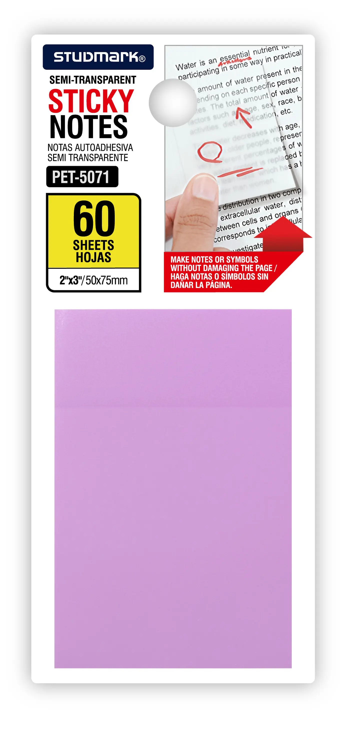 Notas Autoadhesivas PET Semitransparentes Studmark 50 × 75 mm ST-PET-5071 4