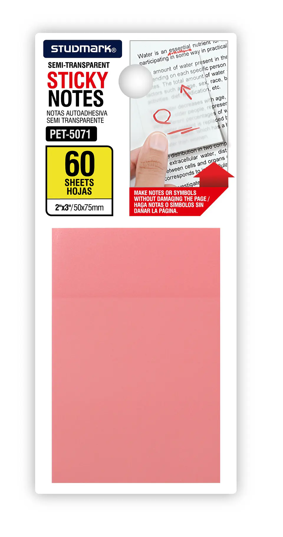 Notas Autoadhesivas PET Semitransparentes Studmark 50 × 75 mm ST-PET-5071 1