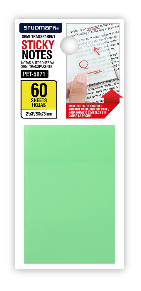 Notas Autoadhesivas PET Semitransparentes Studmark 50 × 75 mm ST-PET-5071