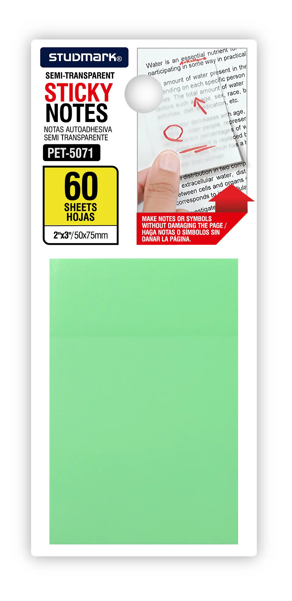 Notas Autoadhesivas PET Semitransparentes Studmark 50 × 75 mm ST-PET-5071 2