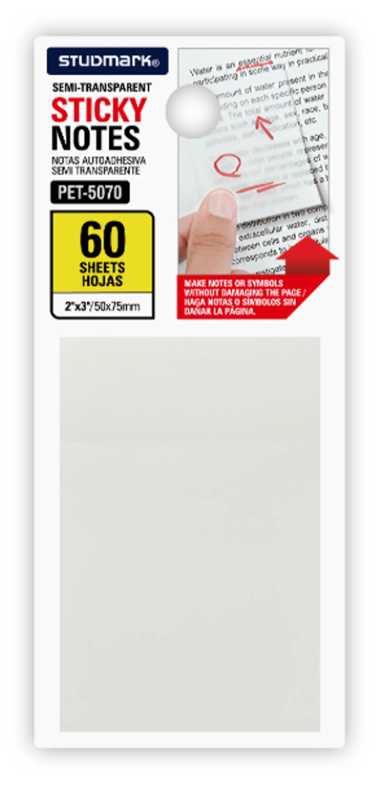 Notas Autoadhesivas PET Semitransparentes Studmark 50 × 75 mm ST-PET-5070 1