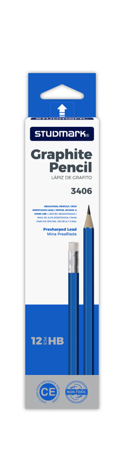 Lápiz HB No.2 Studmark ST-03406 con Borrador