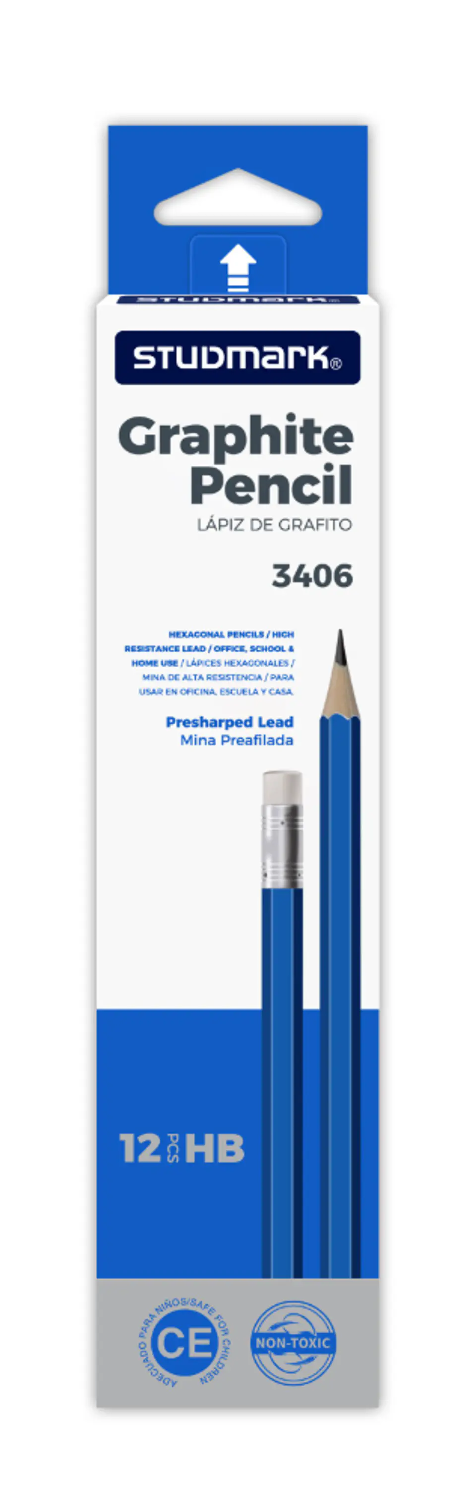 Lápiz HB No.2 Studmark ST-03406 con Borrador 1