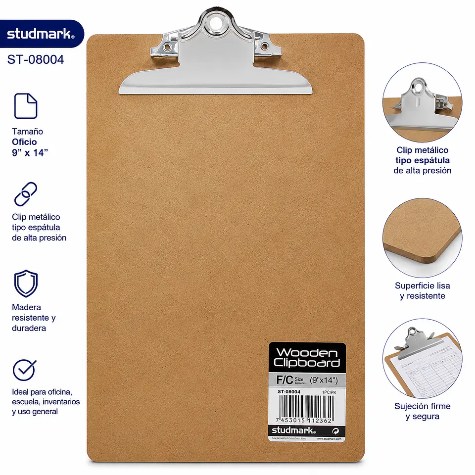 Tablilla Madera Studmark Clip Espátula Oficio 1