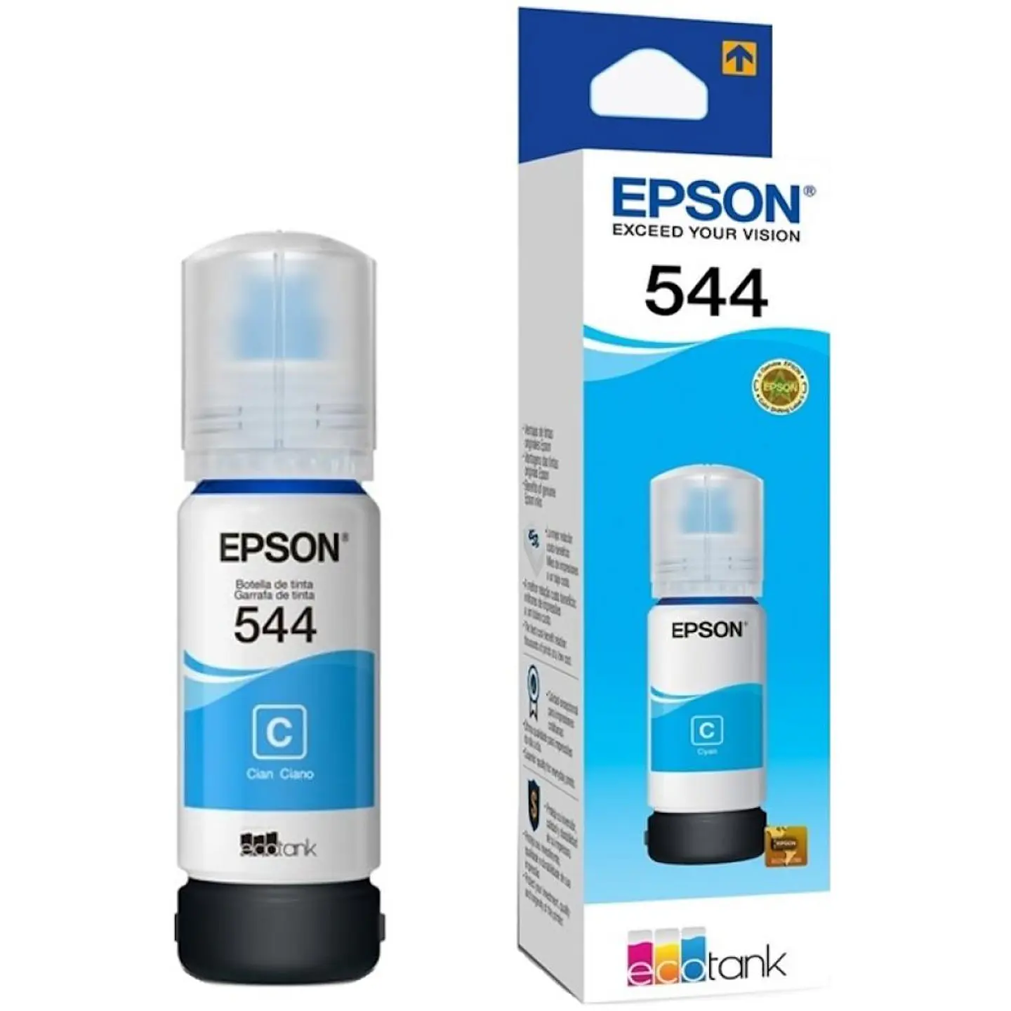 Botellas de Tinta Epson T544 Original Negro, Cian, Magenta y Amarillo para EcoTank L1110, L3110, L3150, L5190 y más 2
