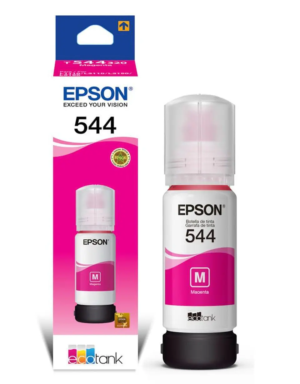 Botellas de Tinta Epson T544 Original Negro, Cian, Magenta y Amarillo para EcoTank L1110, L3110, L3150, L5190 y más 3