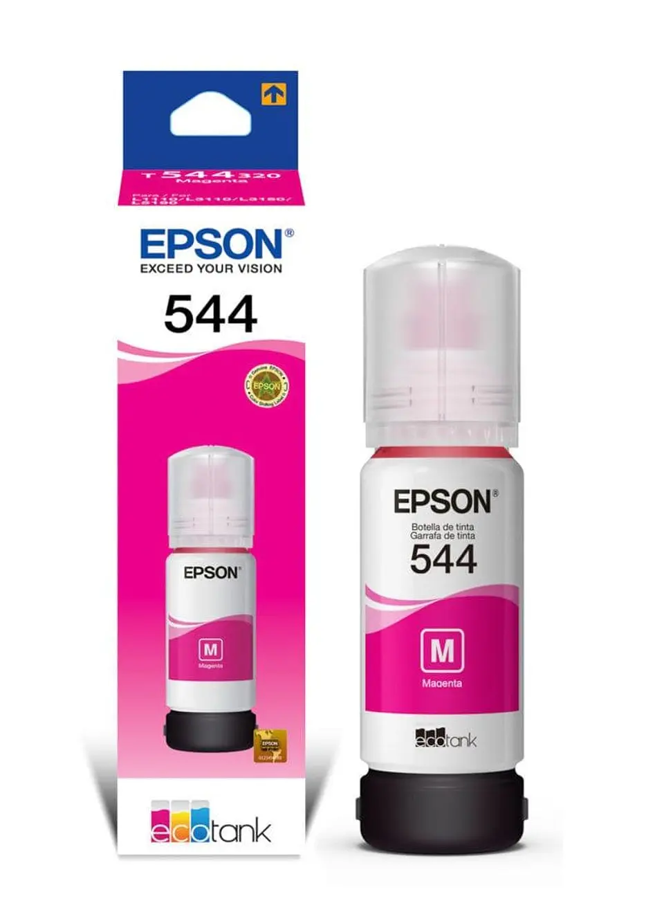 Botellas de Tinta Epson 504 Original Negro, Cian, Magenta y Amarillo para Impresoras EcoTank 3