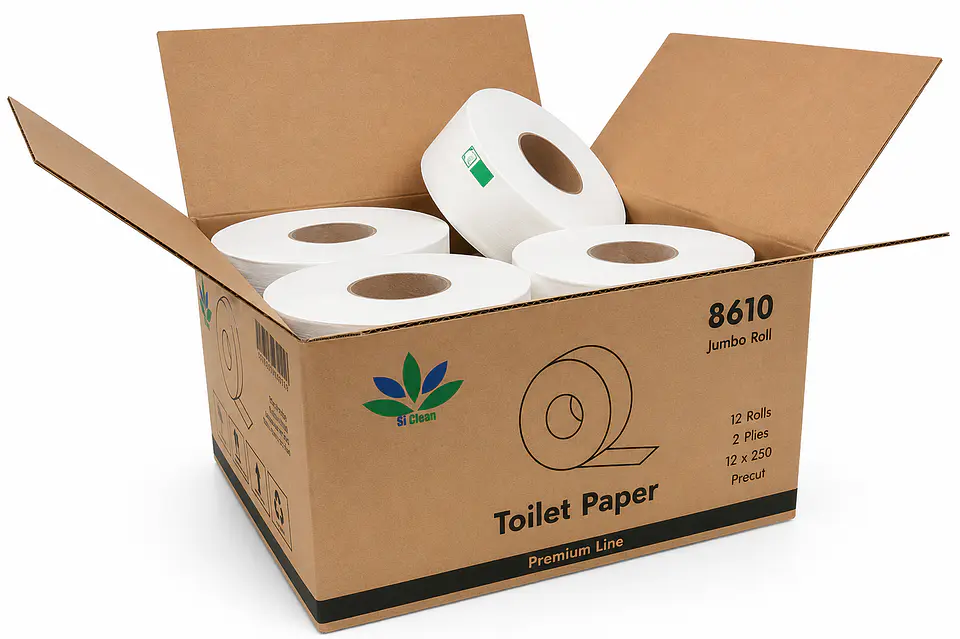 Papel Higiénico Institucional SiClean 250 Metros Doble Hoja Caja de 6 y 12 Rollos 2