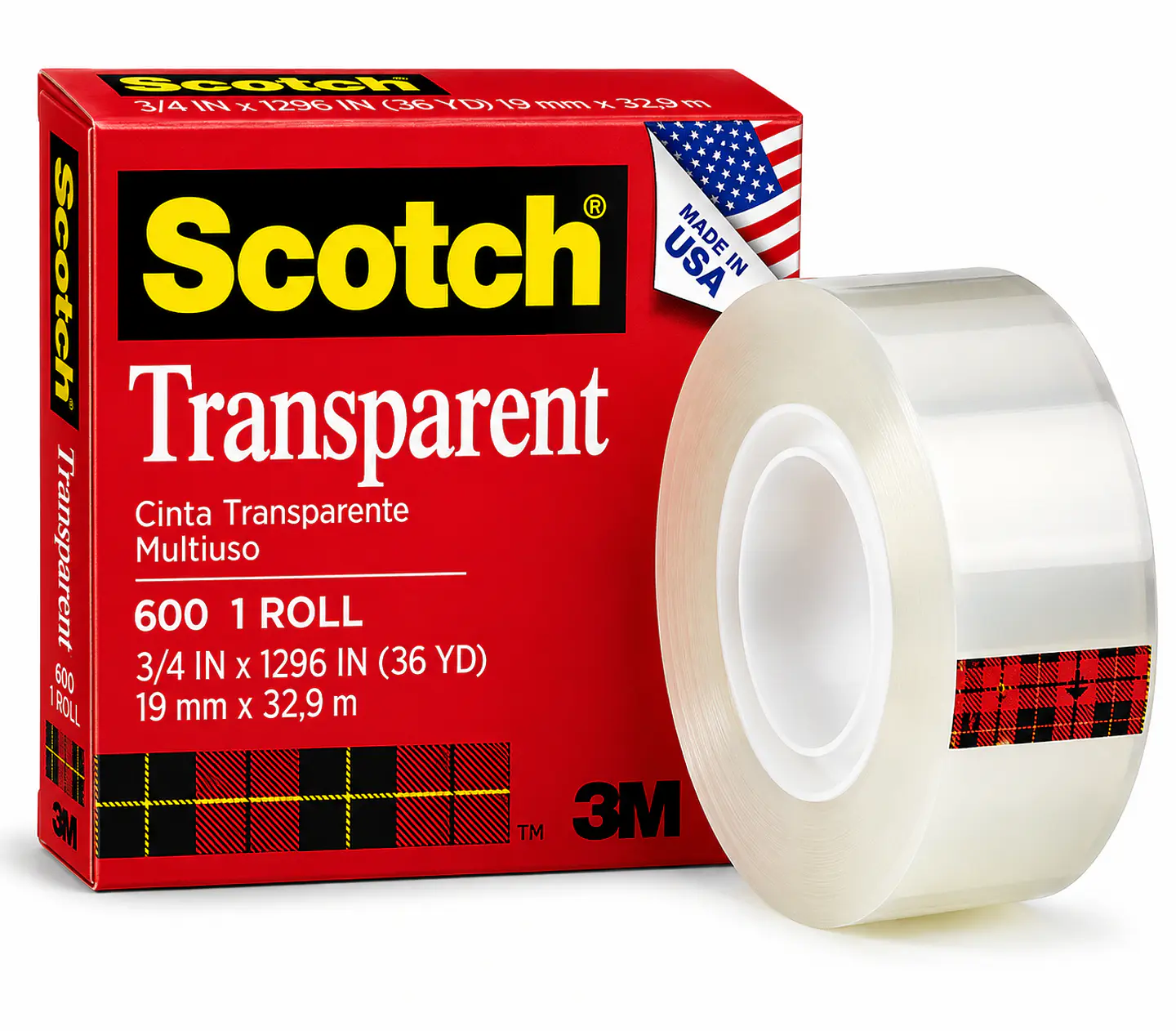 Cinta Adhesiva Scotch Transparente 19 mm x 32,9 m 3M 1