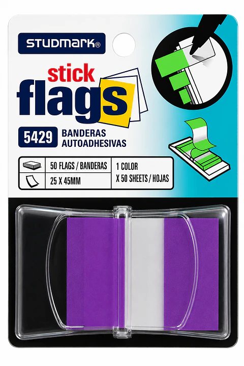 Banderitas Adhesivas Studmark con Dispensador 25 x 45 mm