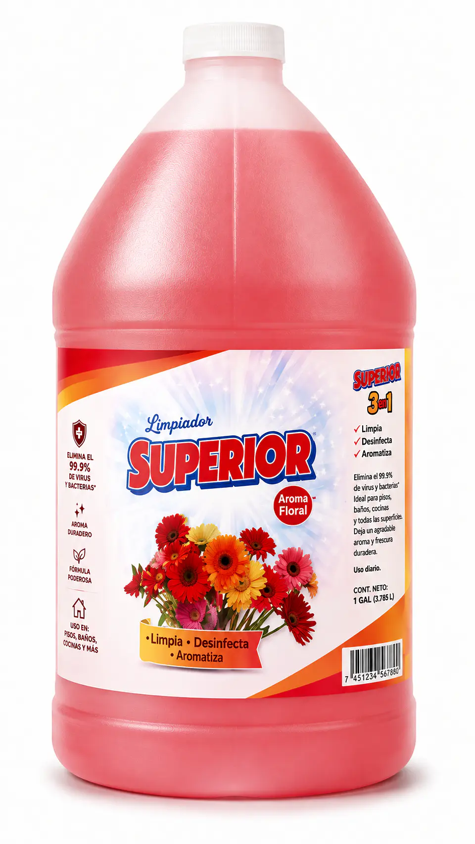 Desinfectante Superior Concentrado 1 Galón para Pisos y Superficies 3