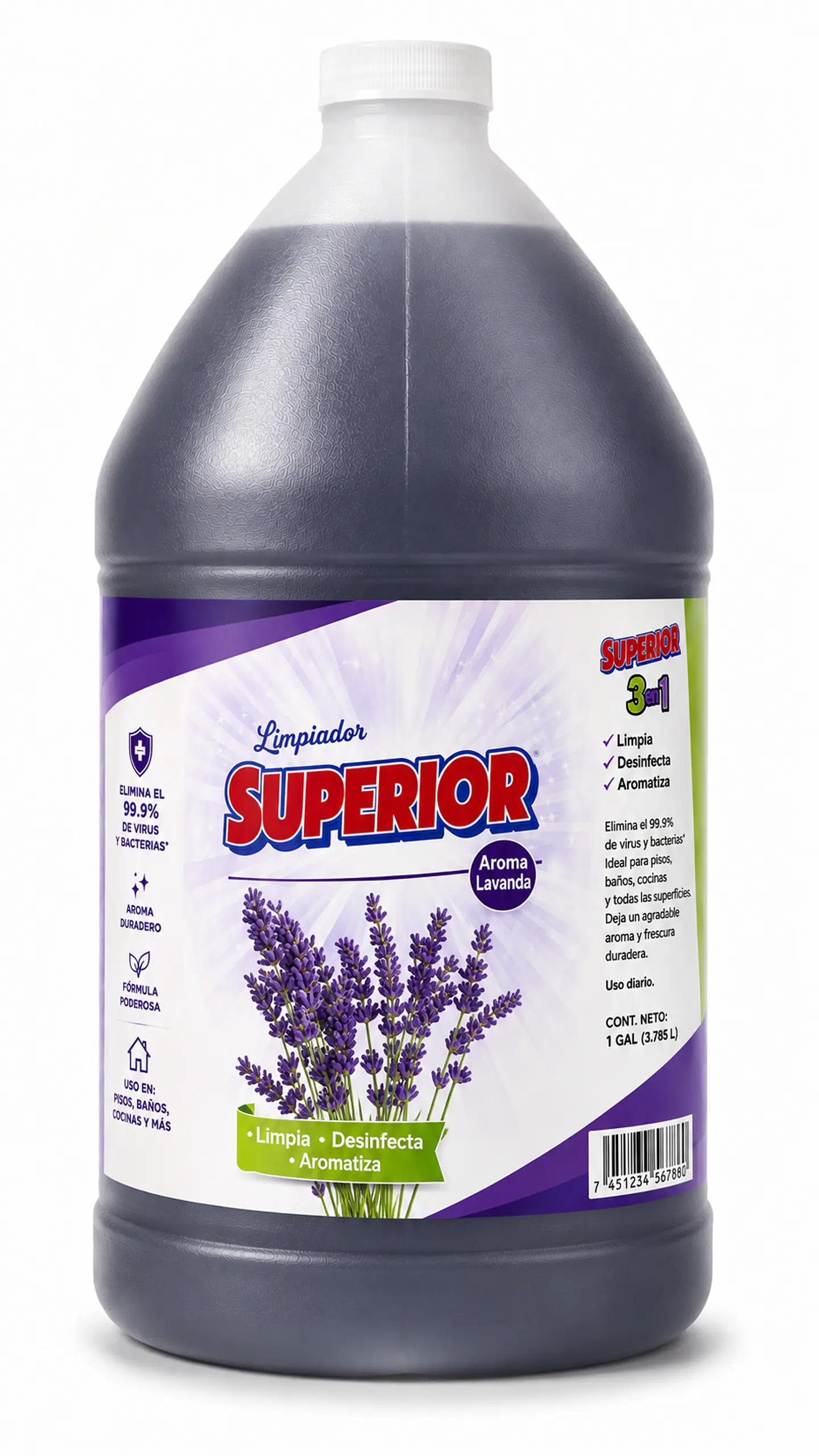 Desinfectante Superior Concentrado 1 Galón para Pisos y Superficies 4