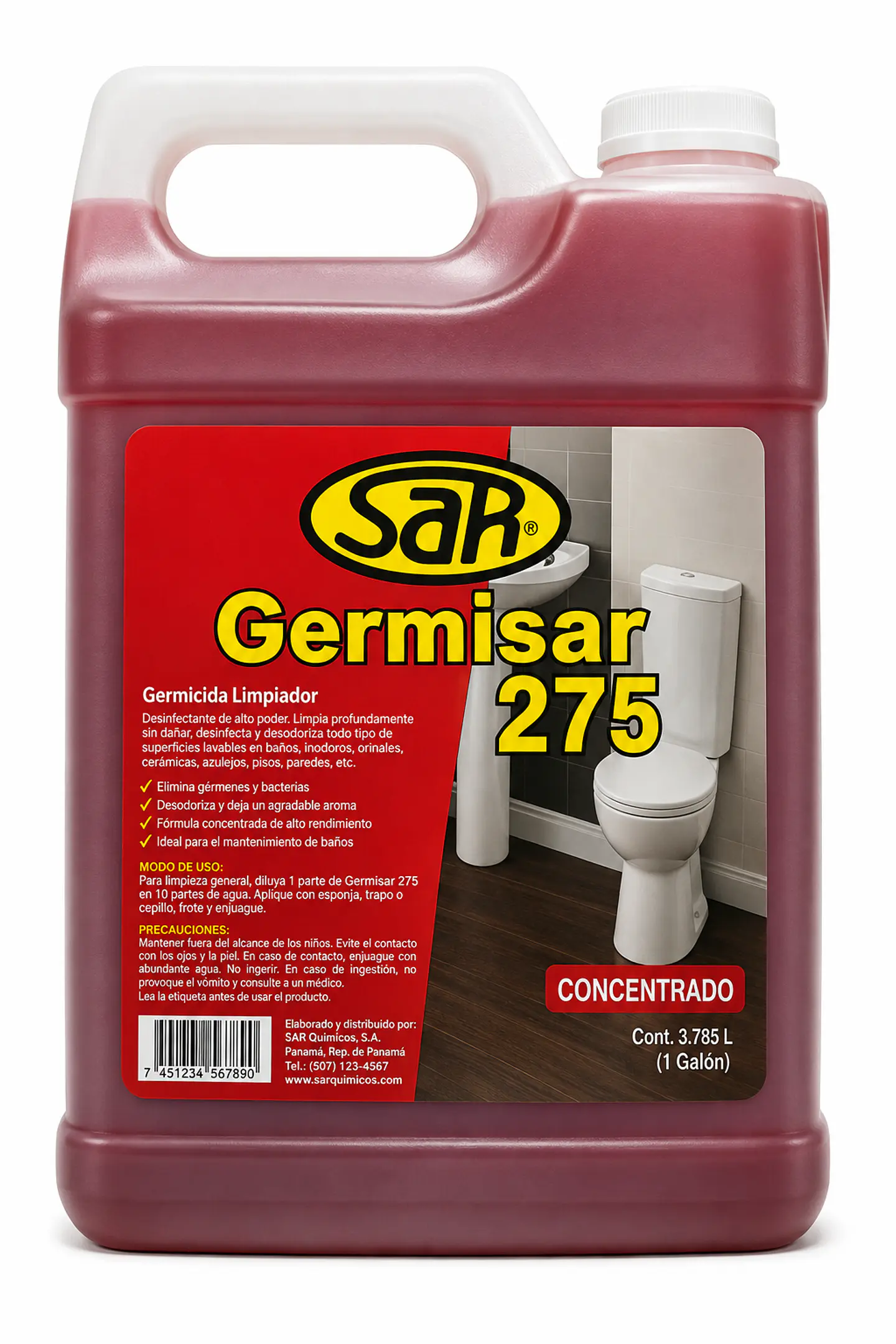 Germicida Limpiador Germisar 275 Concentrado 1 Galón | Desinfectante de Amonio Cuaternario 1
