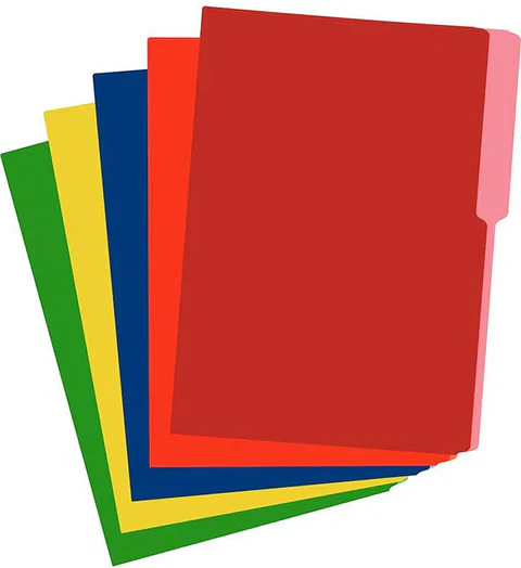 Caja de 100 Folders Tamaño Carta Colores Surtidos con Pestaña