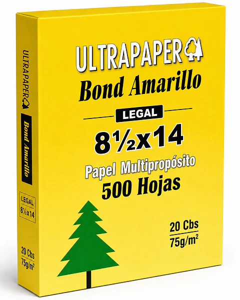 Papel Bond de Colores UltraPaper Tamaño Legal 8.5 x 14 Pulgadas 75 g 500 Hojas Disponible en Amarillo, Celeste, Rosado y Verde