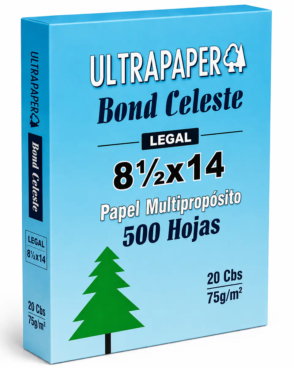 Papel Bond de Colores UltraPaper Tamaño Legal 8.5 x 14 Pulgadas 75 g 500 Hojas Disponible en Amarillo, Celeste, Rosado y Verde 2