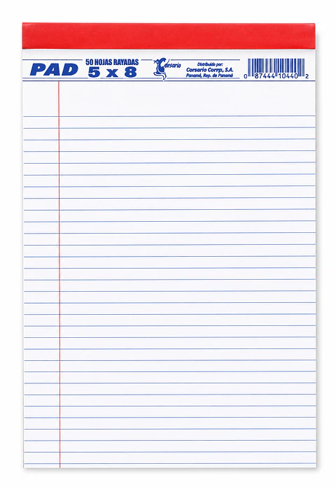 Libreta Rayada Corsario 5x8 para Apuntes y Oficina