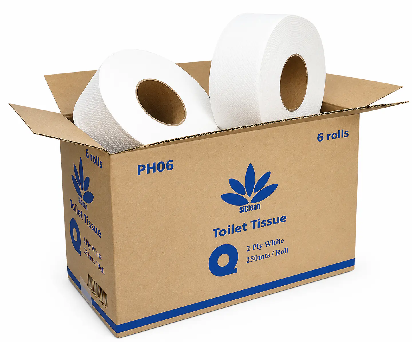 Caja de Papel Higiénico Siclean 250 Metros Doble Hoja 6 y 12 Rollos 1