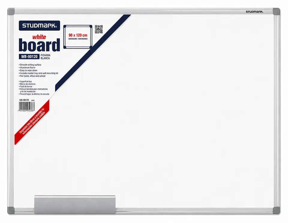 Tablero Blanco Studmark 90 x 120 cm Sencillo y Magnético para Oficina, Escuela y Hogar 1