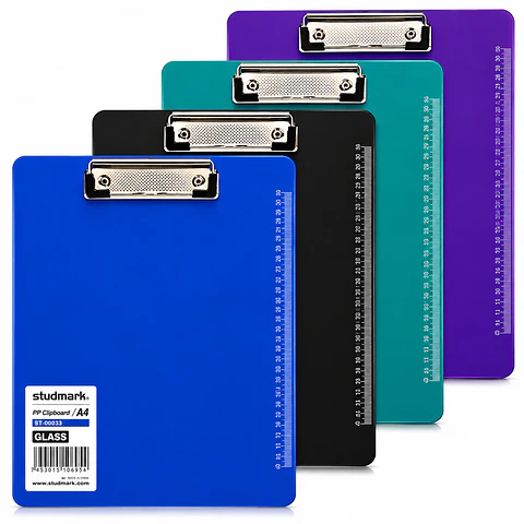 Tablilla Plástica Studmark A4 con Clip Metálico Colores Variados