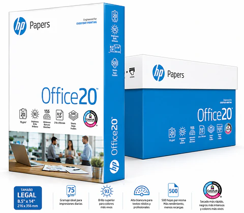 Papel HP Legal 8.5 x 14 Pulgadas 500 Hojas 75 g/m² Original para Impresoras y Fotocopiadoras