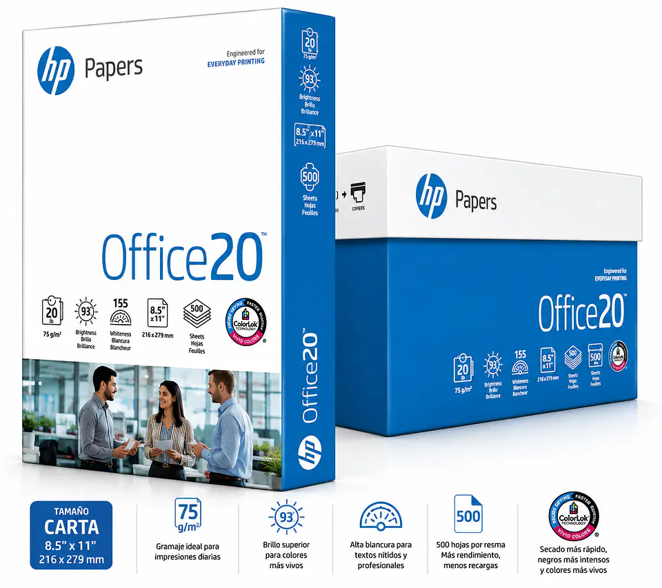 Papel HP Carta 8.5 x 11 Pulgadas 500 Hojas 75 g/m² para Impresoras y Fotocopiadoras 1
