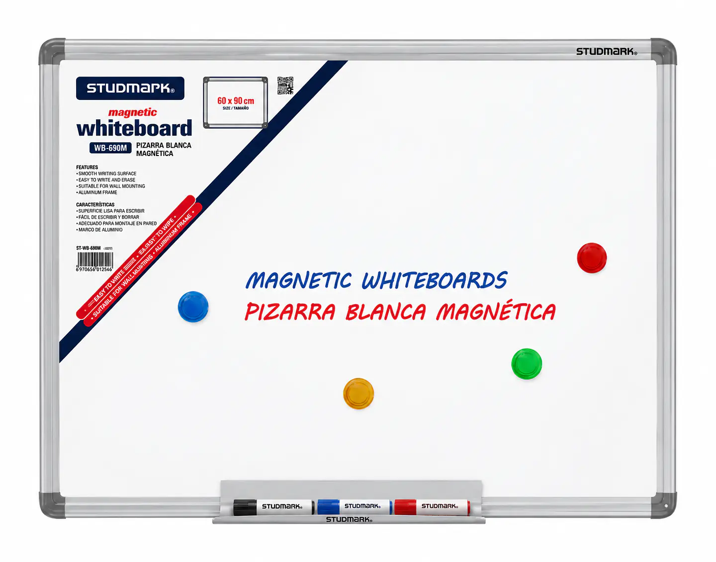 Tablero Blanco Studmark 60 x 90 cm Sencillo y Magnético 2