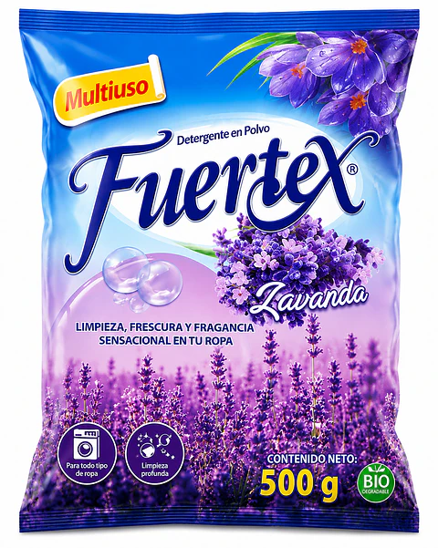 Detergente en Polvo Lavanda Fuertex para Ropa y Limpieza General