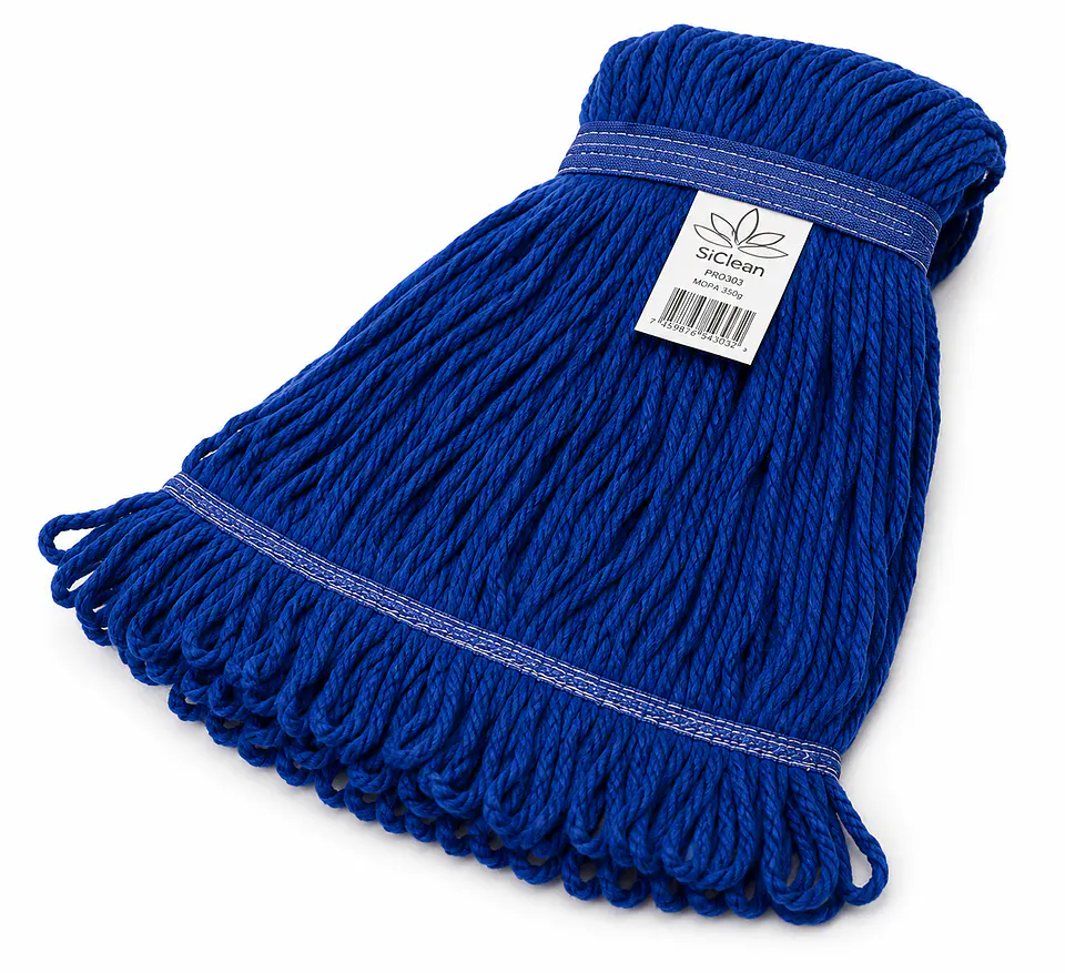 Mopa de Algodón SiClean 350 g Loop End Extremos Cosidos Azul 1