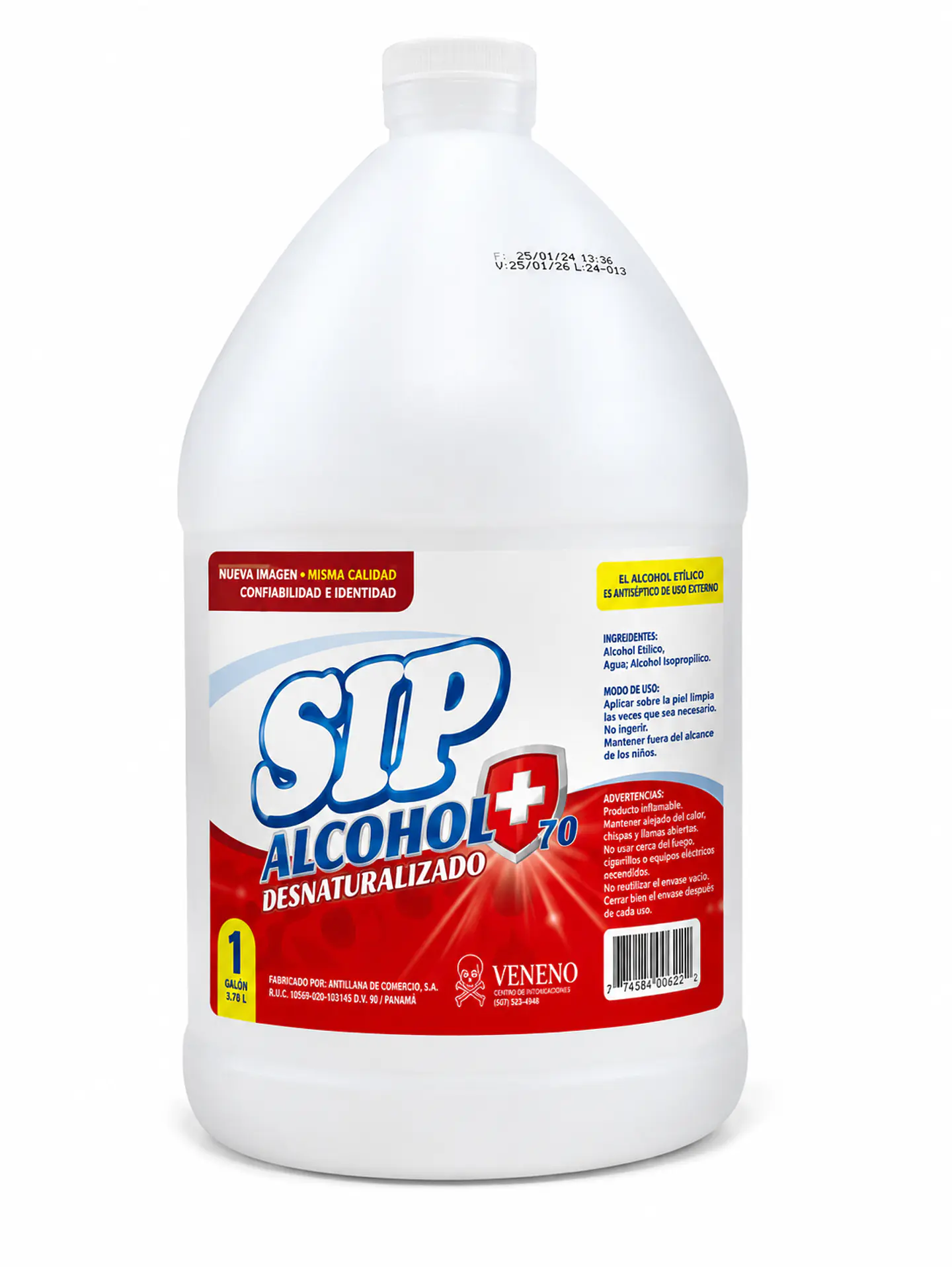 Alcohol Desnaturalizado Antiséptico 70% Sip Galón 3.78 L 1