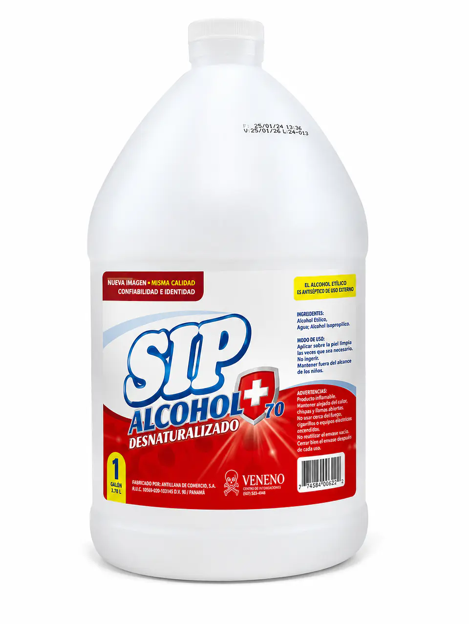 Alcohol Desnaturalizado Antiséptico 70% Sip Galón 3.78 L 1