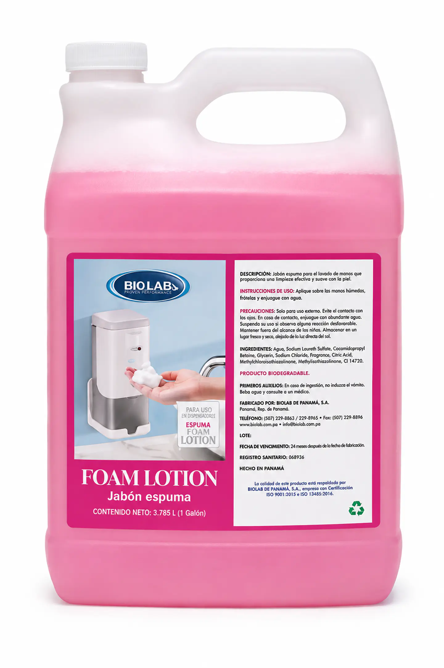 Jabón de Manos BioLab Foam Lotion Espuma 1 Galón 1