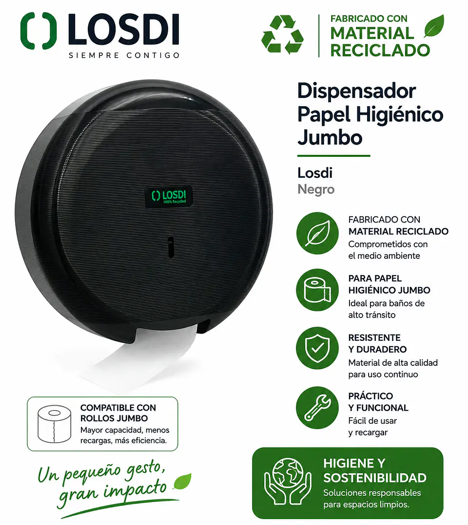 Dispensador Papel Higiénico Jumbo Losdi Reciclado 3
