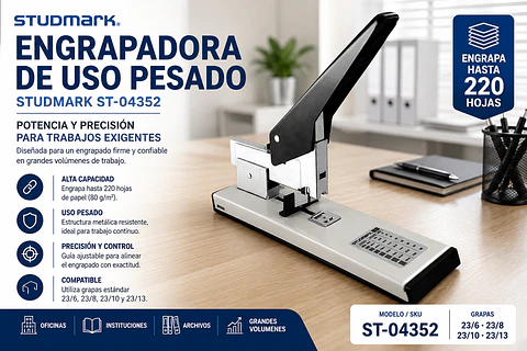 Engrapadora de Uso Pesado Studmark 220 Hojas ST-04352