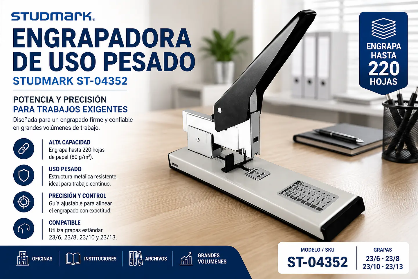 Engrapadora de Uso Pesado Studmark 220 Hojas ST-04352 1