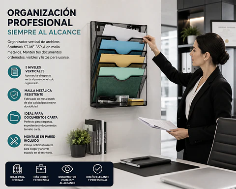 Organizador Vertical de Archivos en Malla Metálica Studmark ST-ME-359-A