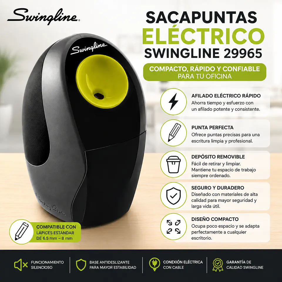 Sacapuntas Eléctrico Swingline 29965 Compacto para Oficina 1