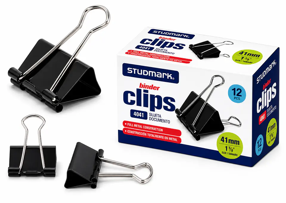 Binder Clip Studmark Metálico Caja de 12 Unidades – 3/4