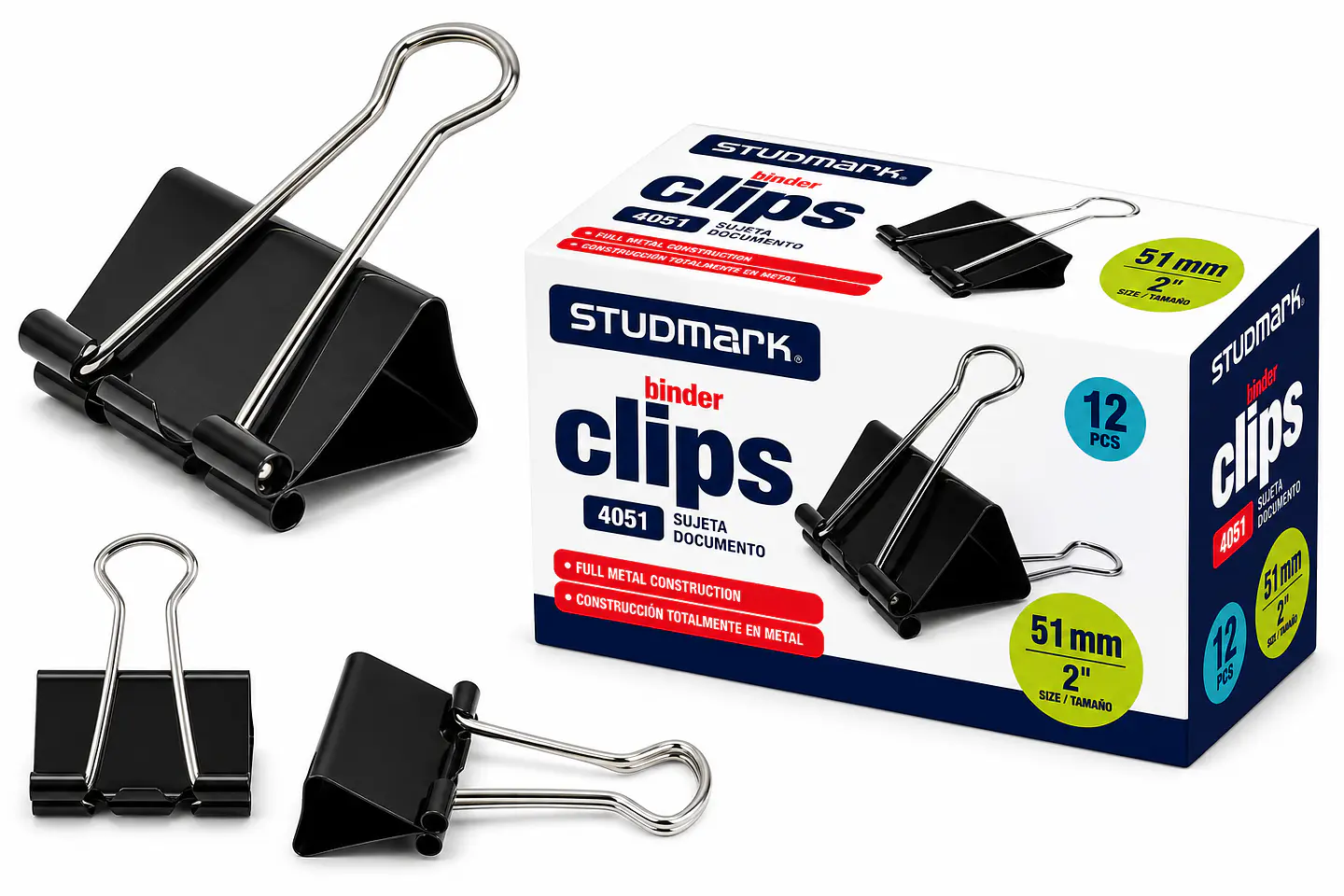 Binder Clip Studmark Metálico Caja de 12 Unidades – 3/4
