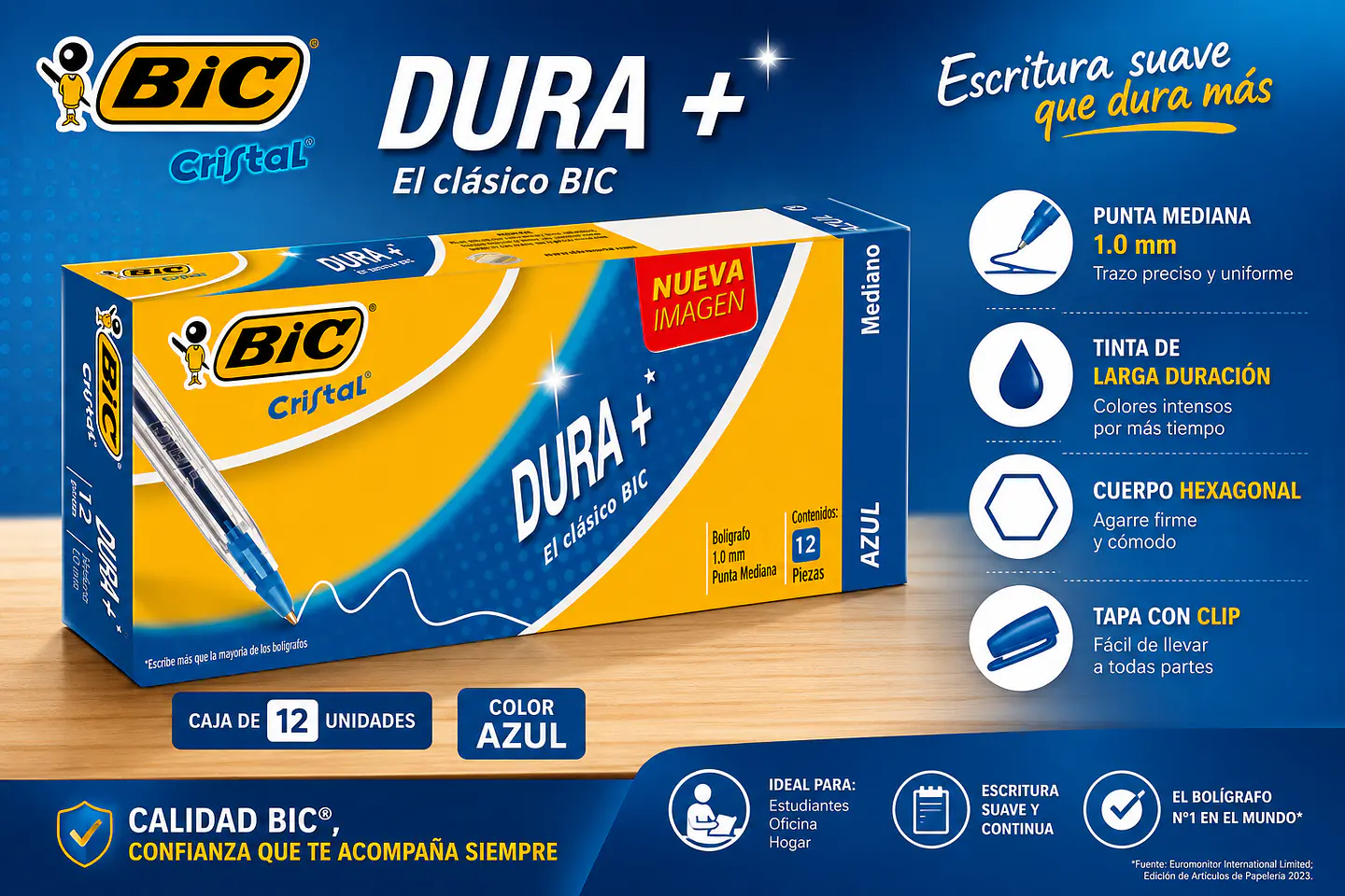 Bolígrafos BIC Punta Mediana 1.0 mm Caja de 12 Unidades 1