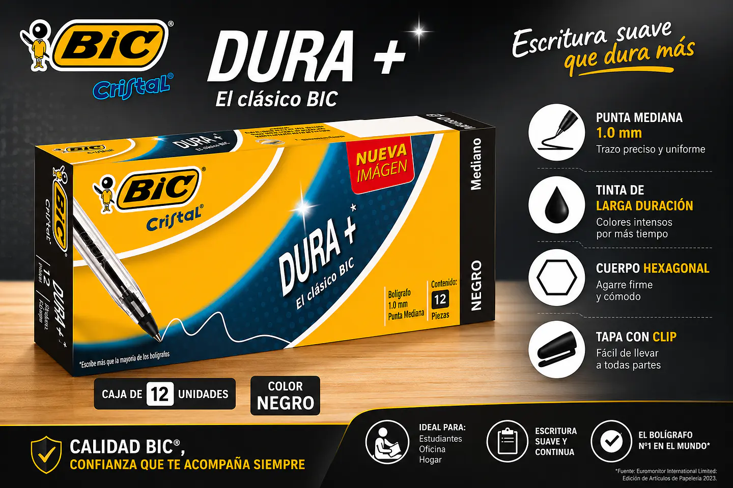 Bolígrafos BIC Punta Mediana 1.0 mm Caja de 12 Unidades 2