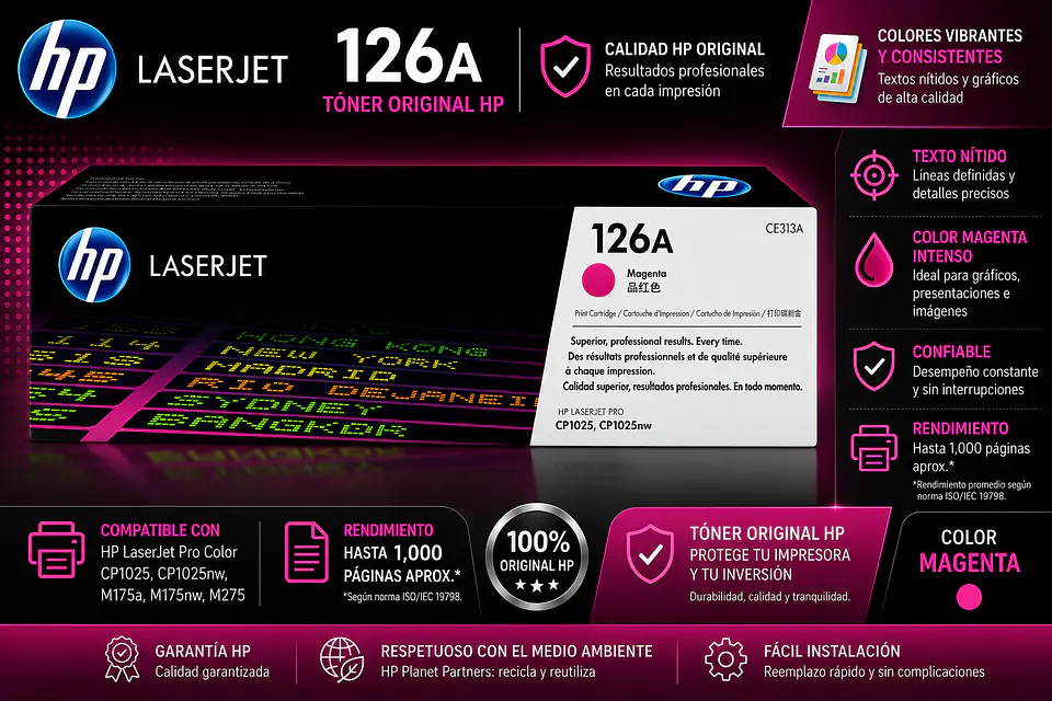 Tóner HP 126A Original para LaserJet Pro Color 3