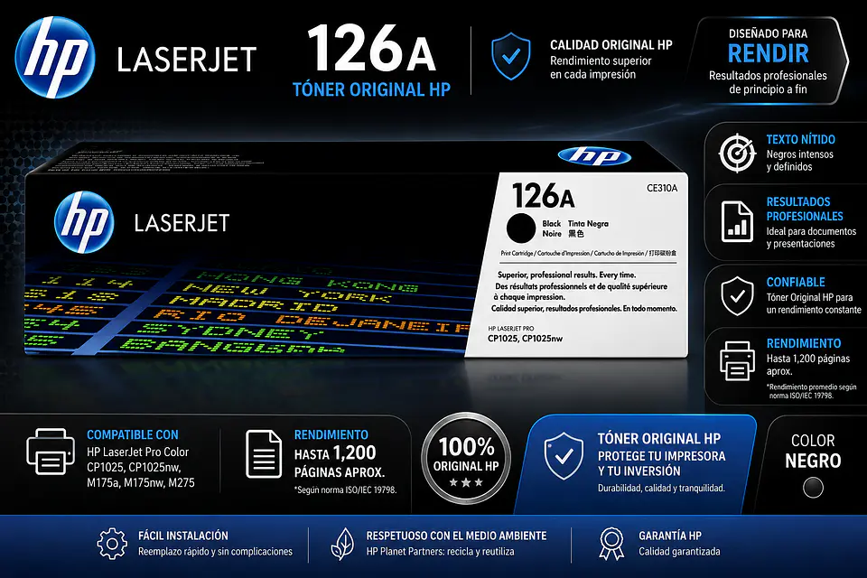 Tóner HP 126A Original para LaserJet Pro Color 1