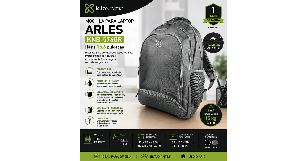 Mochila Klip Xtreme Arles KNB-576 15.6 | Panamá