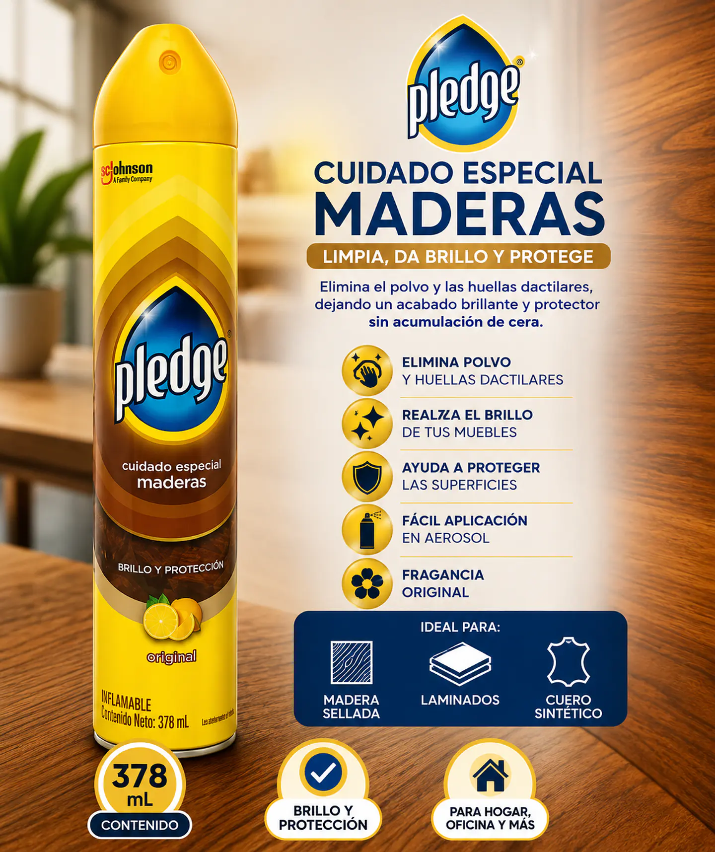 Limpiador y Pulidor de Maderas 378 ml 1