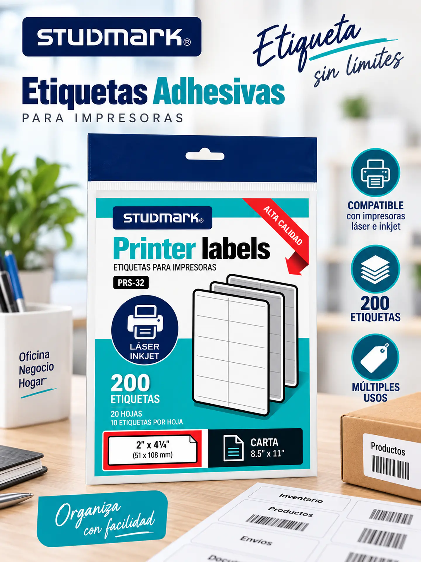 Etiquetas Adhesivas Studmark ST-PRS-32 51 x 108 mm 200 Unidades 1